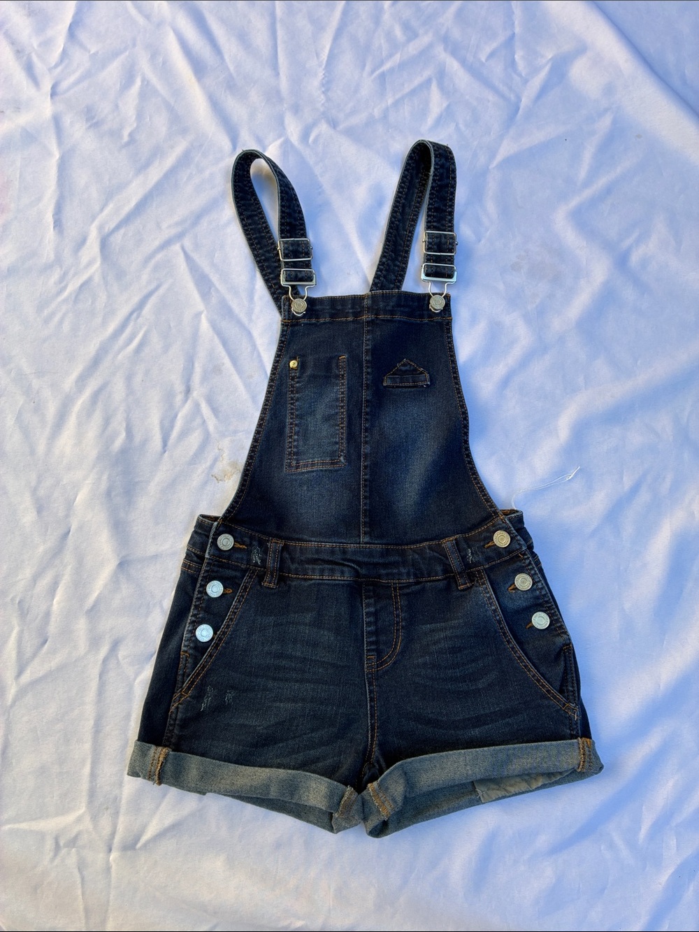 Indigo Rein Dark Denim Short Overalls Juniors Size 1